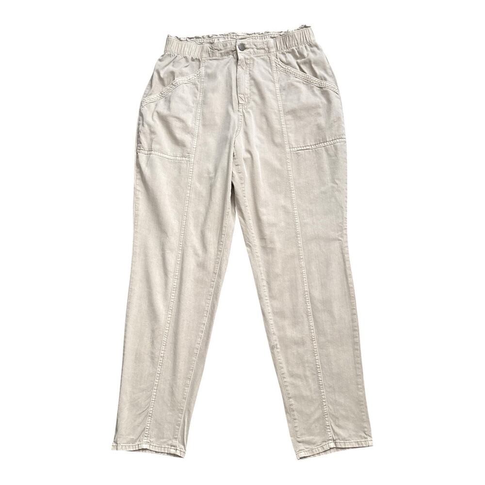 Old Navy Khaki Pants Womens L High Rise Tapered Utility Elastic Waist 29" Inseam